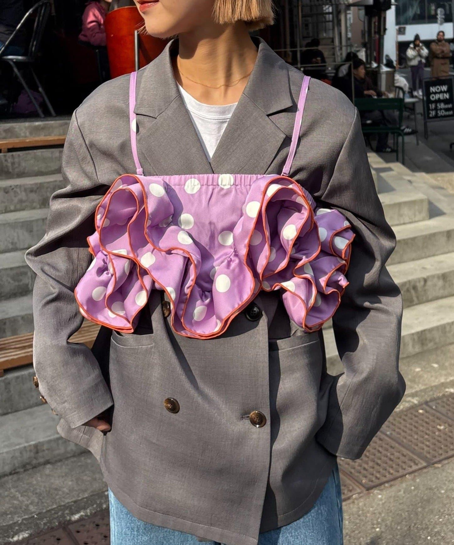 HELLO.SANFRANCISCO/ハローサンフランシスコ 波點荷葉邊抹胸