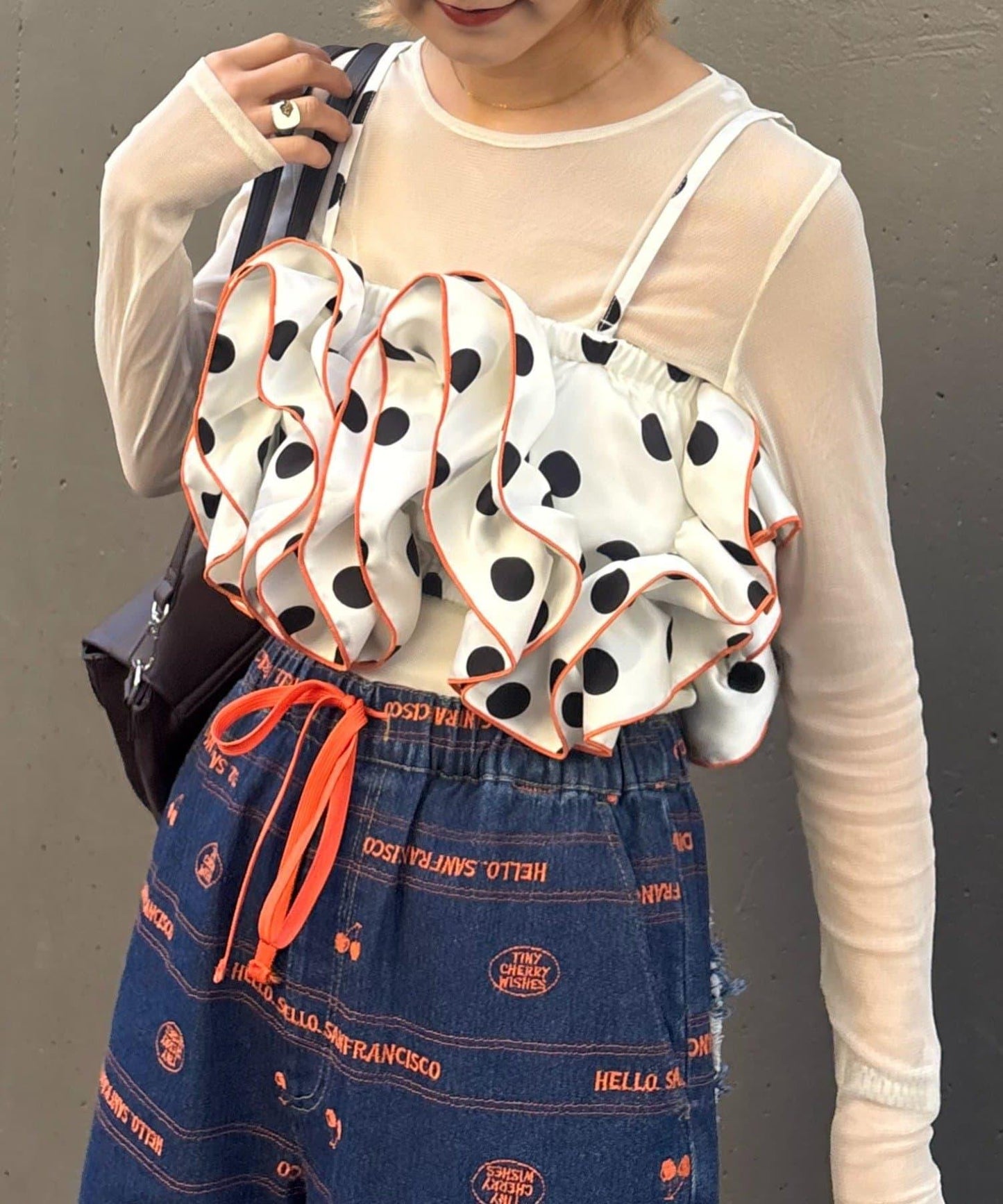 HELLO.SANFRANCISCO/ハローサンフランシスコ 波點荷葉邊抹胸