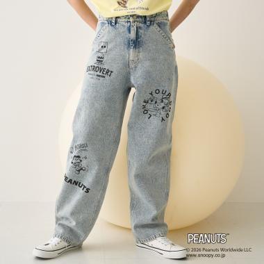 《PEANUTS》圖案牛仔工裝褲