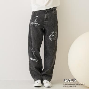 《PEANUTS》圖案牛仔工裝褲