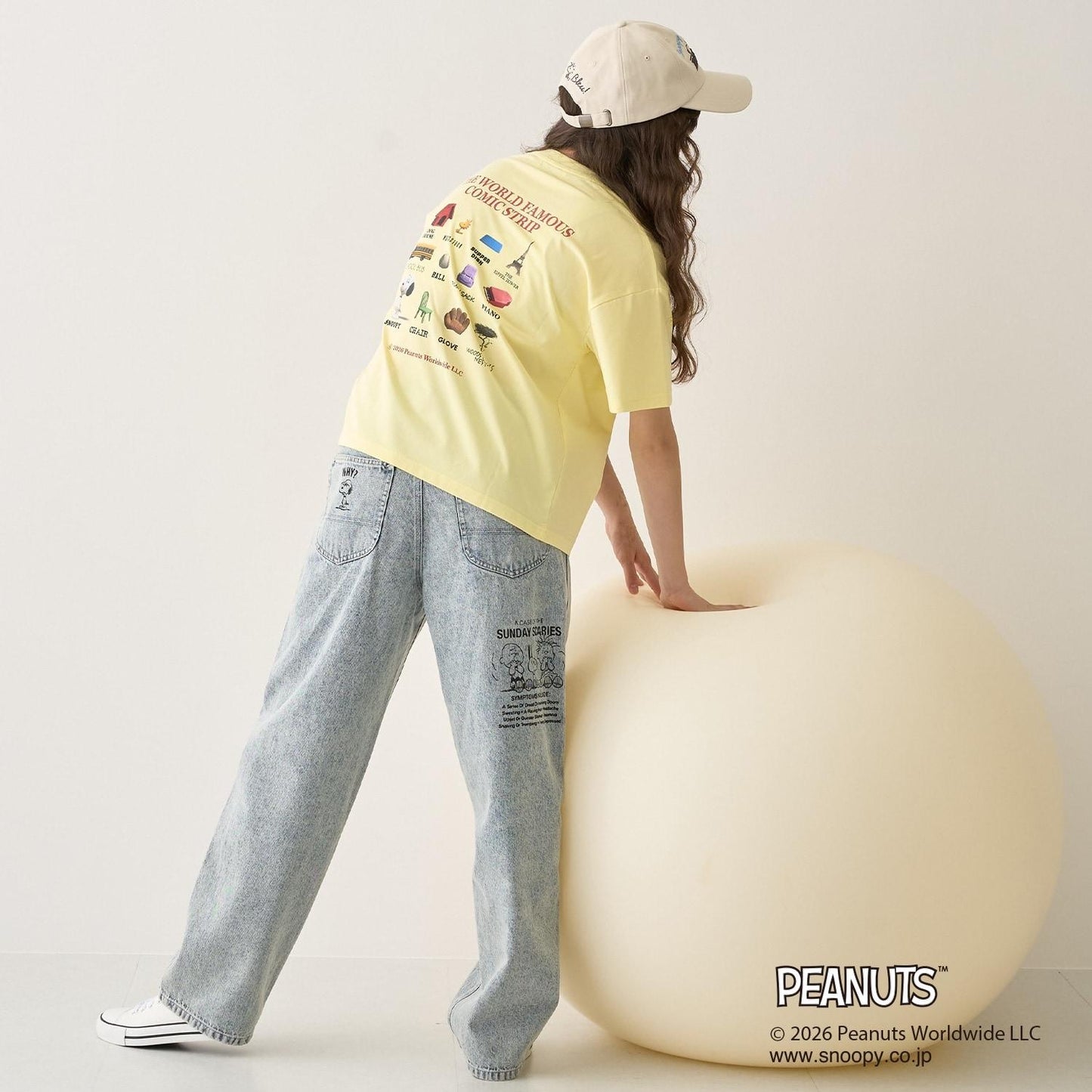 《PEANUTS》圖案牛仔工裝褲