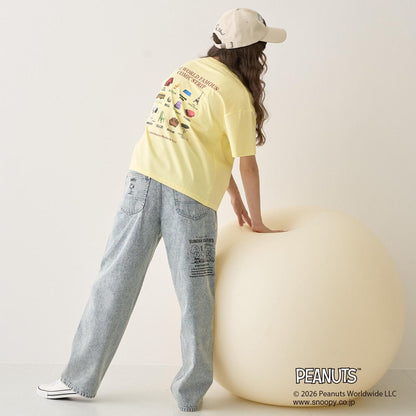 《PEANUTS》圖案牛仔工裝褲