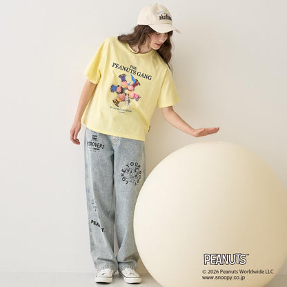 《PEANUTS》圖案牛仔工裝褲