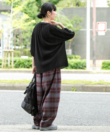 透視褶皺半袖套頭衫
