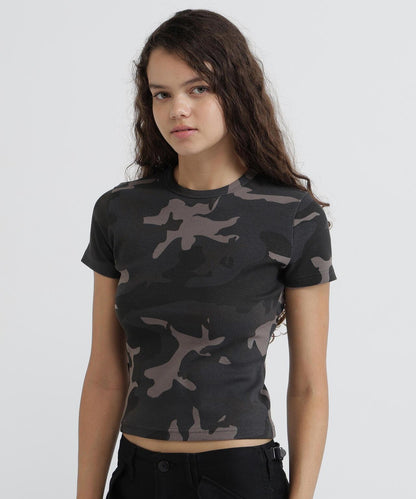 DAILY WOMAN RIB CAMO S/S CREW NECK T-SHIRT