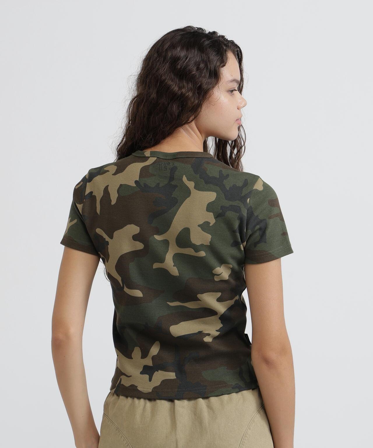 DAILY WOMAN RIB CAMO S/S CREW NECK T-SHIRT