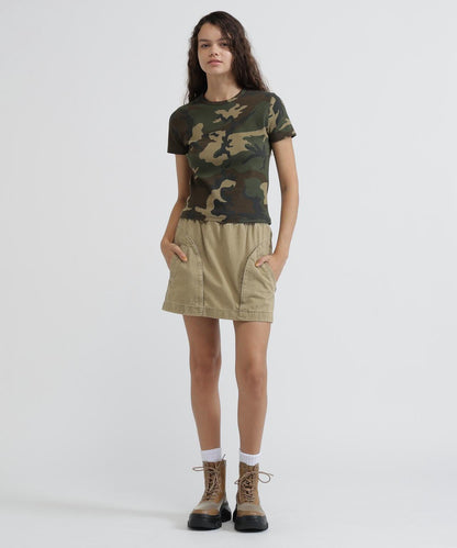DAILY WOMAN RIB CAMO S/S CREW NECK T-SHIRT