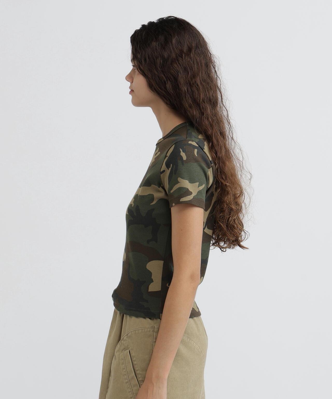 DAILY WOMAN RIB CAMO S/S CREW NECK T-SHIRT