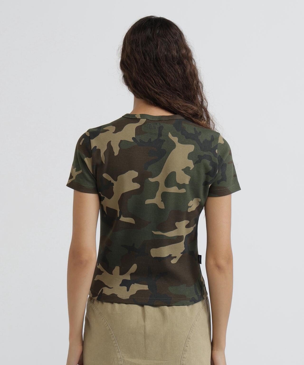 DAILY WOMAN RIB CAMO S/S CREW NECK T-SHIRT