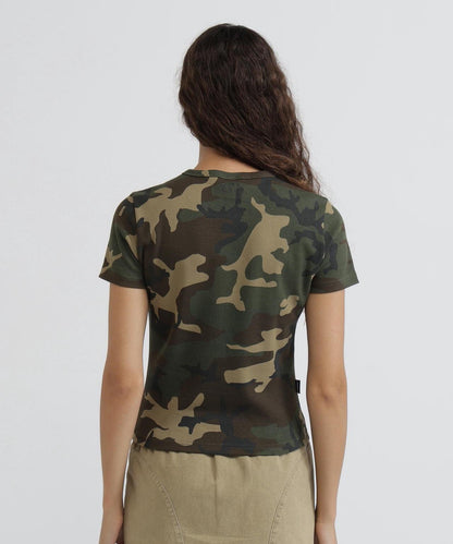 DAILY WOMAN RIB CAMO S/S CREW NECK T-SHIRT