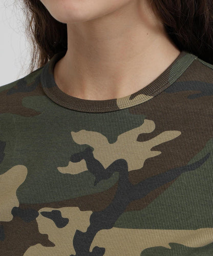 DAILY WOMAN RIB CAMO S/S CREW NECK T-SHIRT