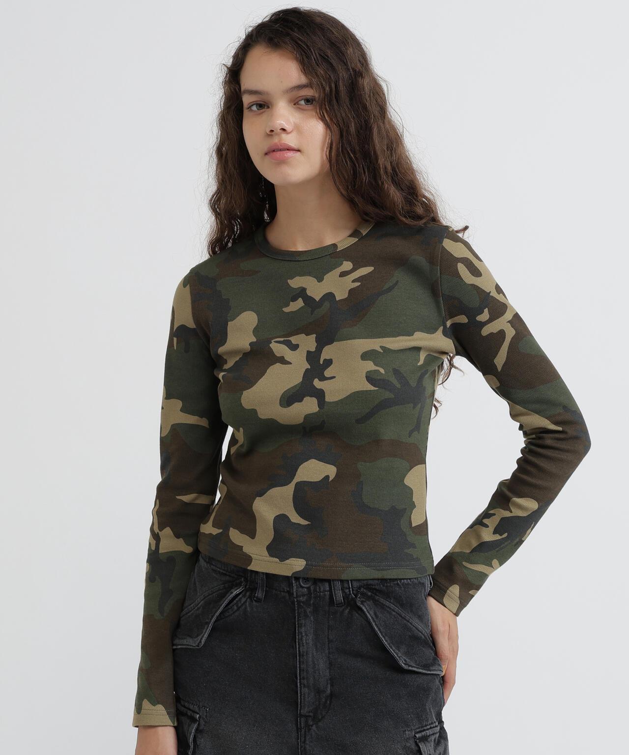RIB CAMO L/S CREW NECK T-SHIRT
