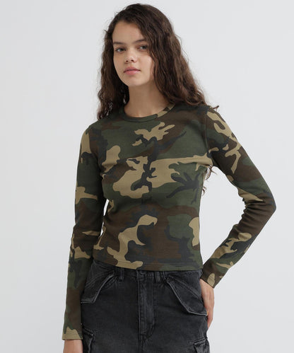 RIB CAMO L/S CREW NECK T-SHIRT