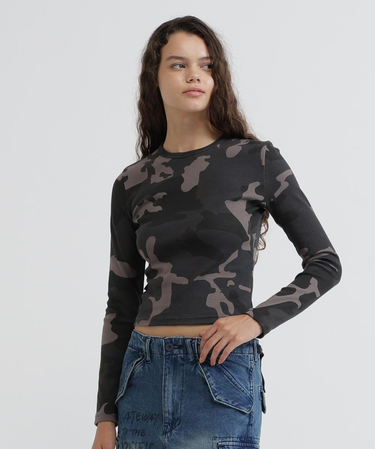 RIB CAMO L/S CREW NECK T-SHIRT