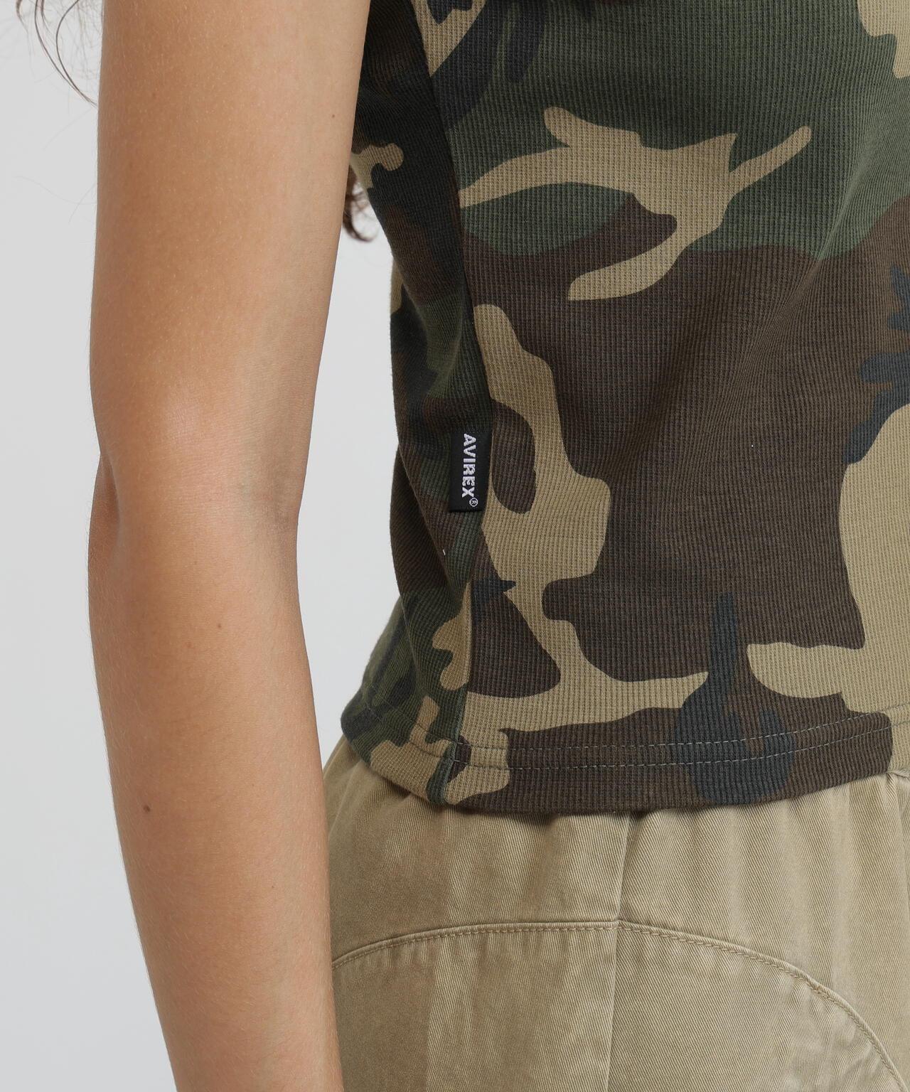 DAILY WOMAN RIB CAMO S/S CREW NECK T-SHIRT