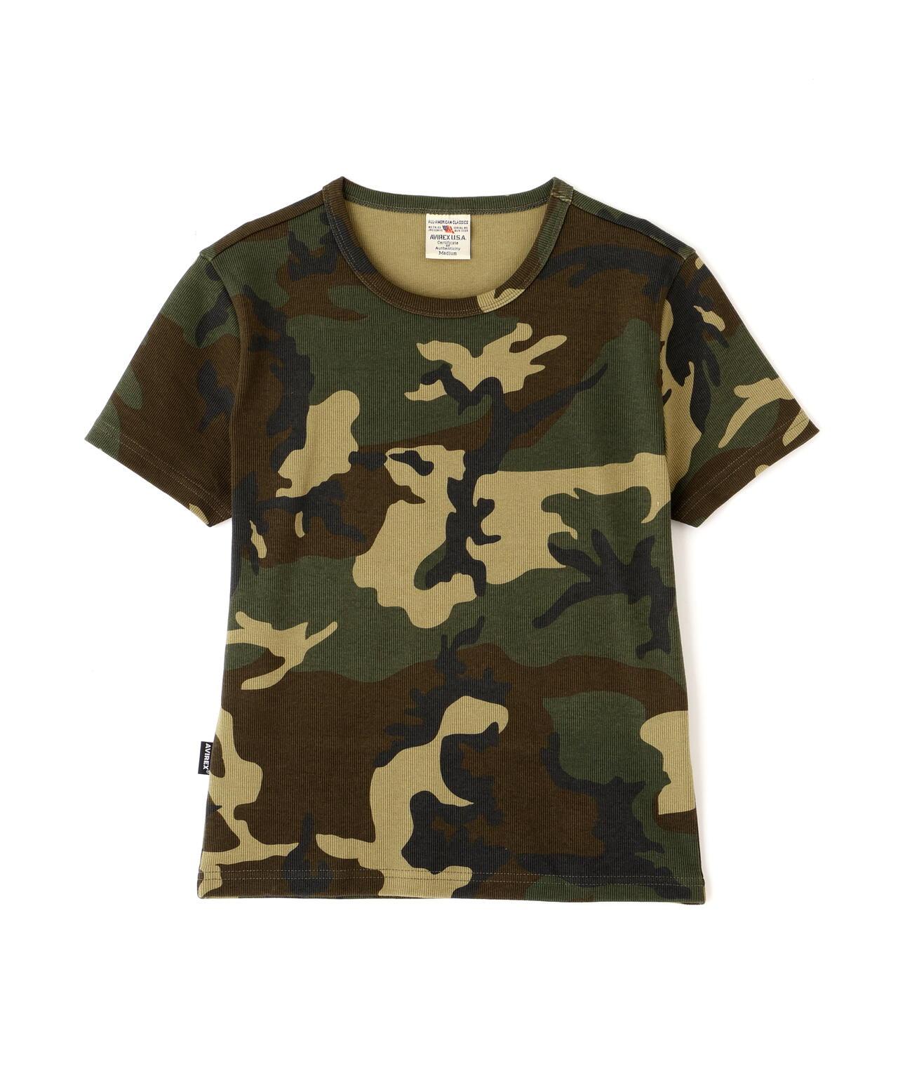 DAILY WOMAN RIB CAMO S/S CREW NECK T-SHIRT