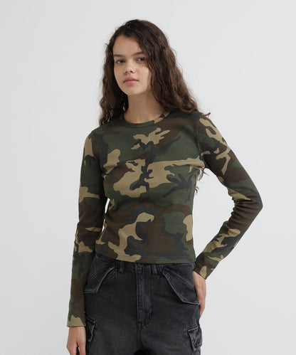 RIB CAMO L/S CREW NECK T-SHIRT