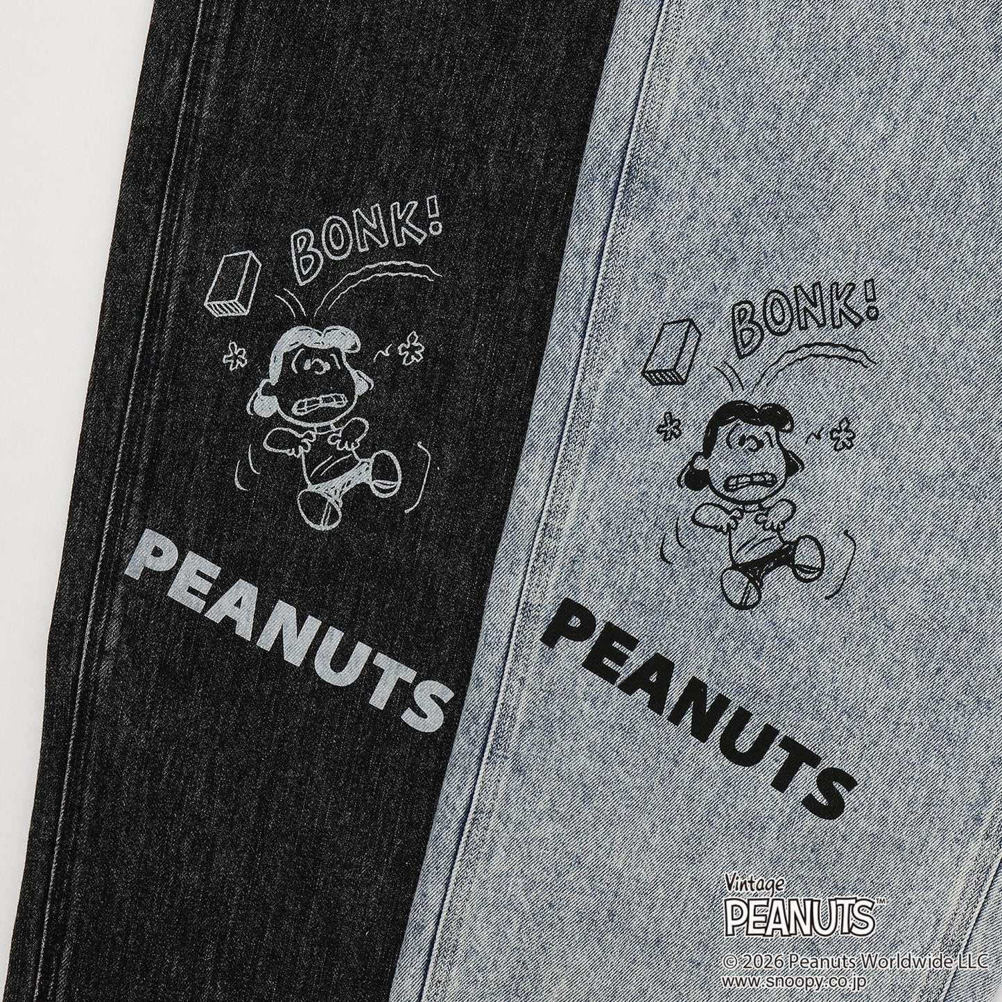 《PEANUTS》圖案牛仔工裝褲