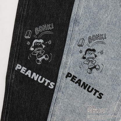 《PEANUTS》圖案牛仔工裝褲