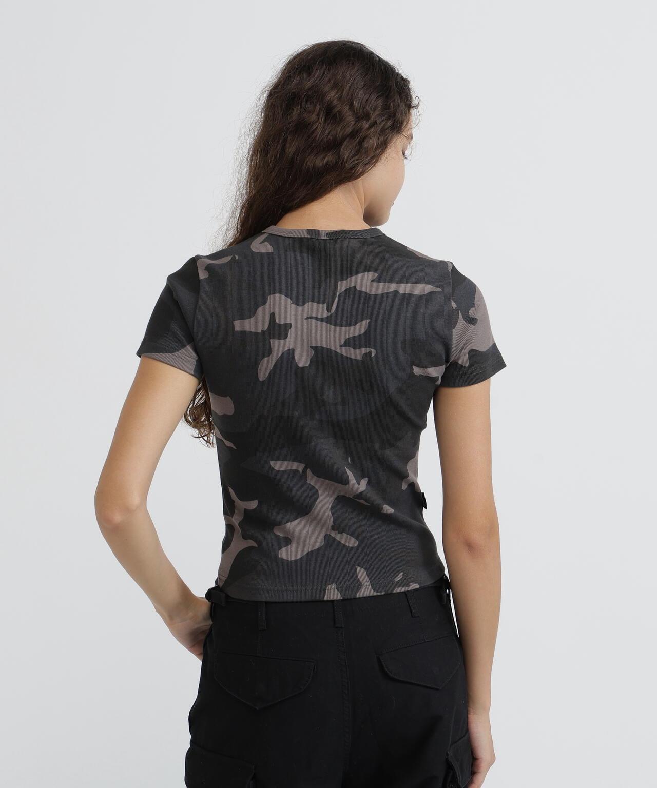 DAILY WOMAN RIB CAMO S/S CREW NECK T-SHIRT