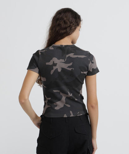 DAILY WOMAN RIB CAMO S/S CREW NECK T-SHIRT