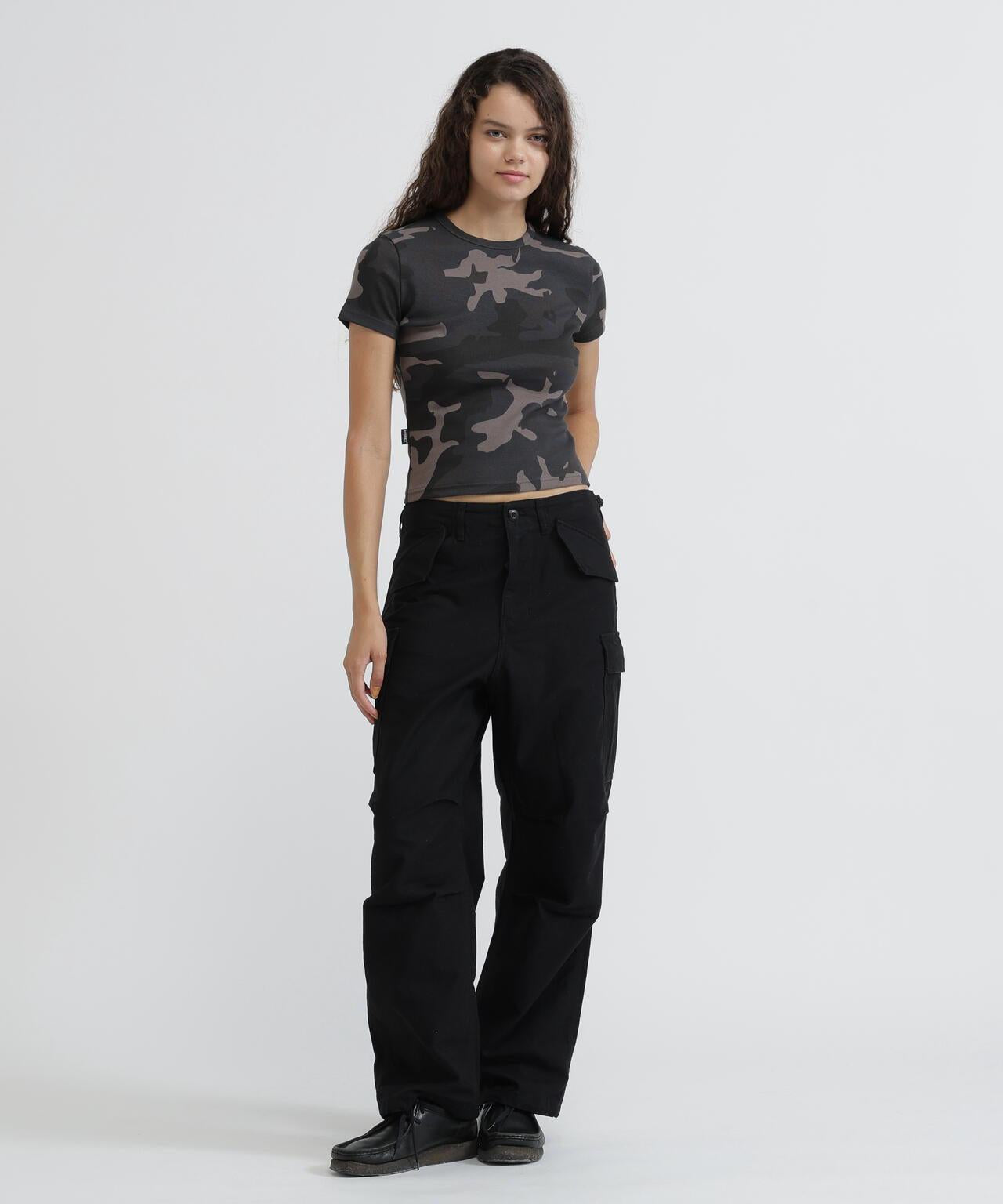 DAILY WOMAN RIB CAMO S/S CREW NECK T-SHIRT