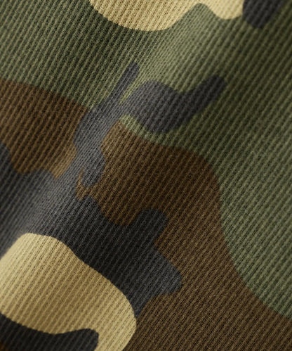 DAILY WOMAN RIB CAMO L/S HENLEY NECK T-SHIRT