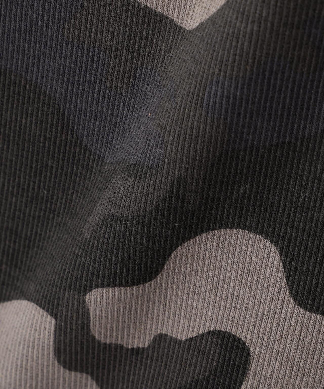 DAILY WOMAN RIB CAMO S/S HENLEY NECK T-SHIRT
