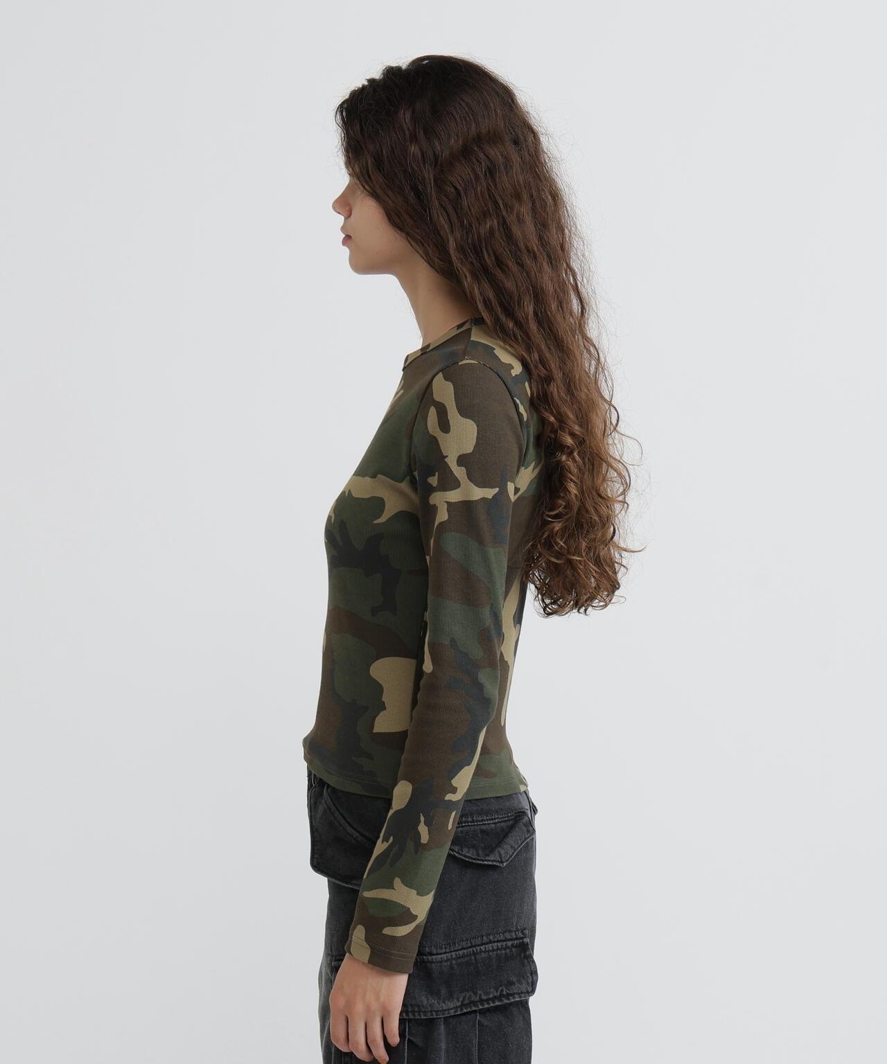 RIB CAMO L/S CREW NECK T-SHIRT