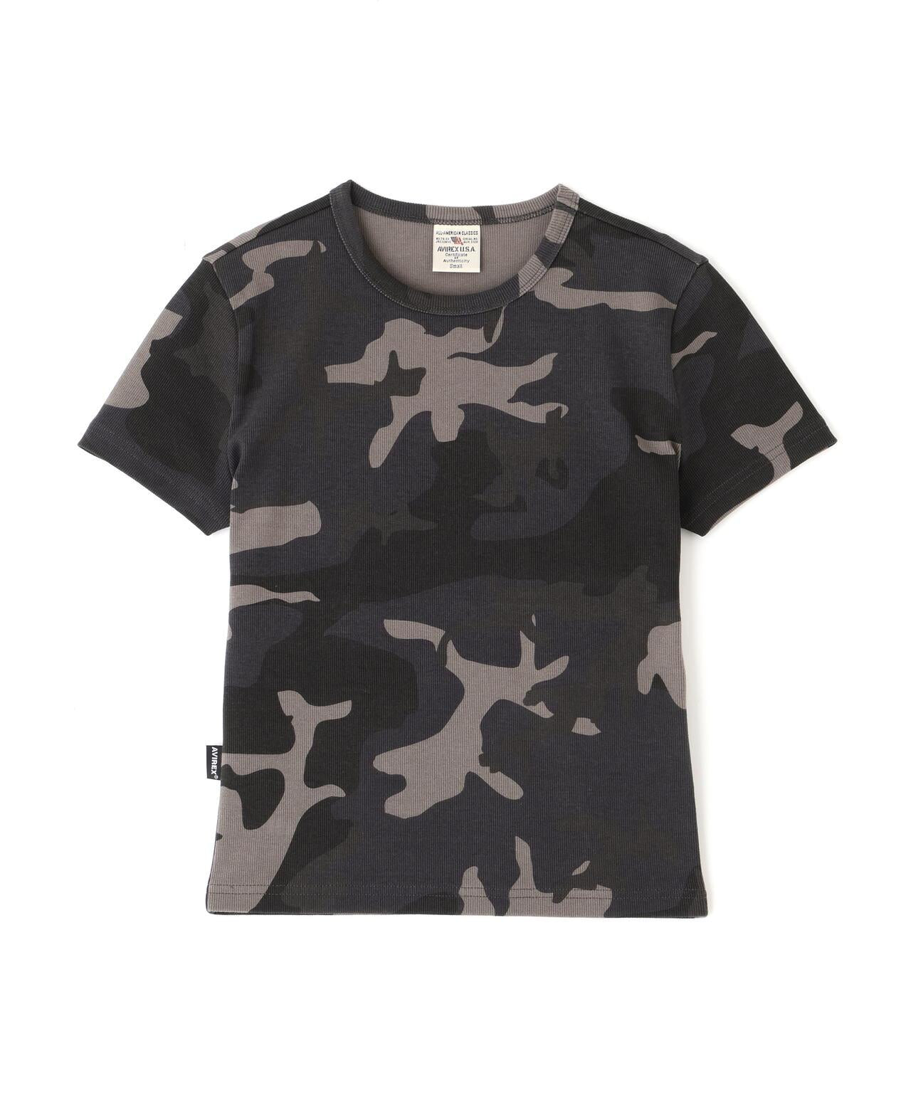 DAILY WOMAN RIB CAMO S/S CREW NECK T-SHIRT