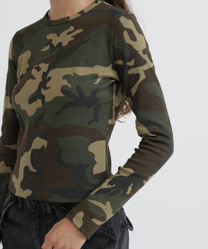 RIB CAMO L/S CREW NECK T-SHIRT