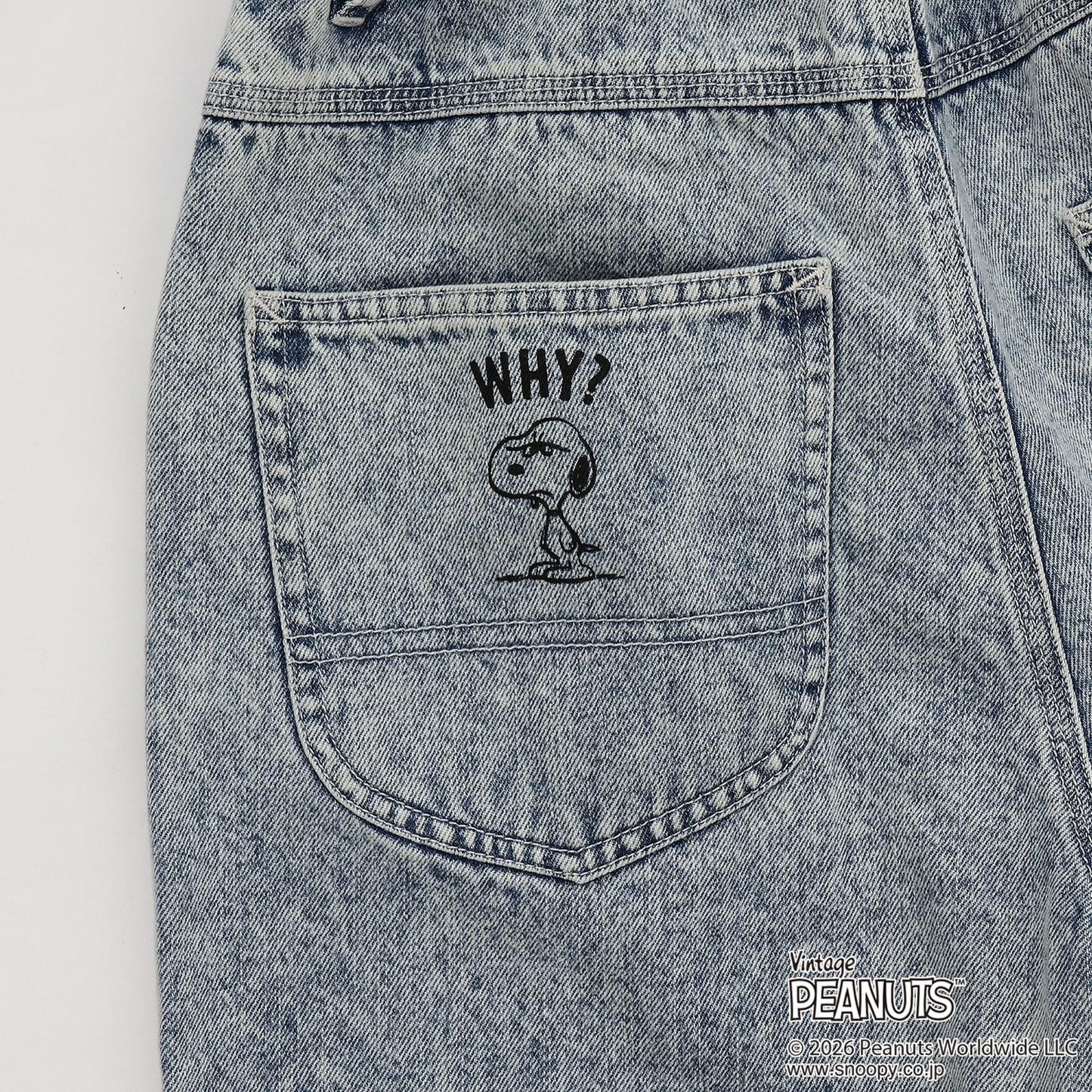 《PEANUTS》圖案牛仔工裝褲