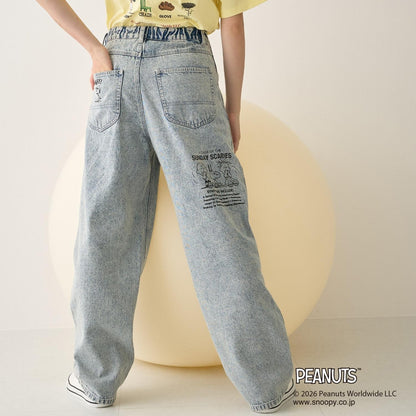 《PEANUTS》圖案牛仔工裝褲