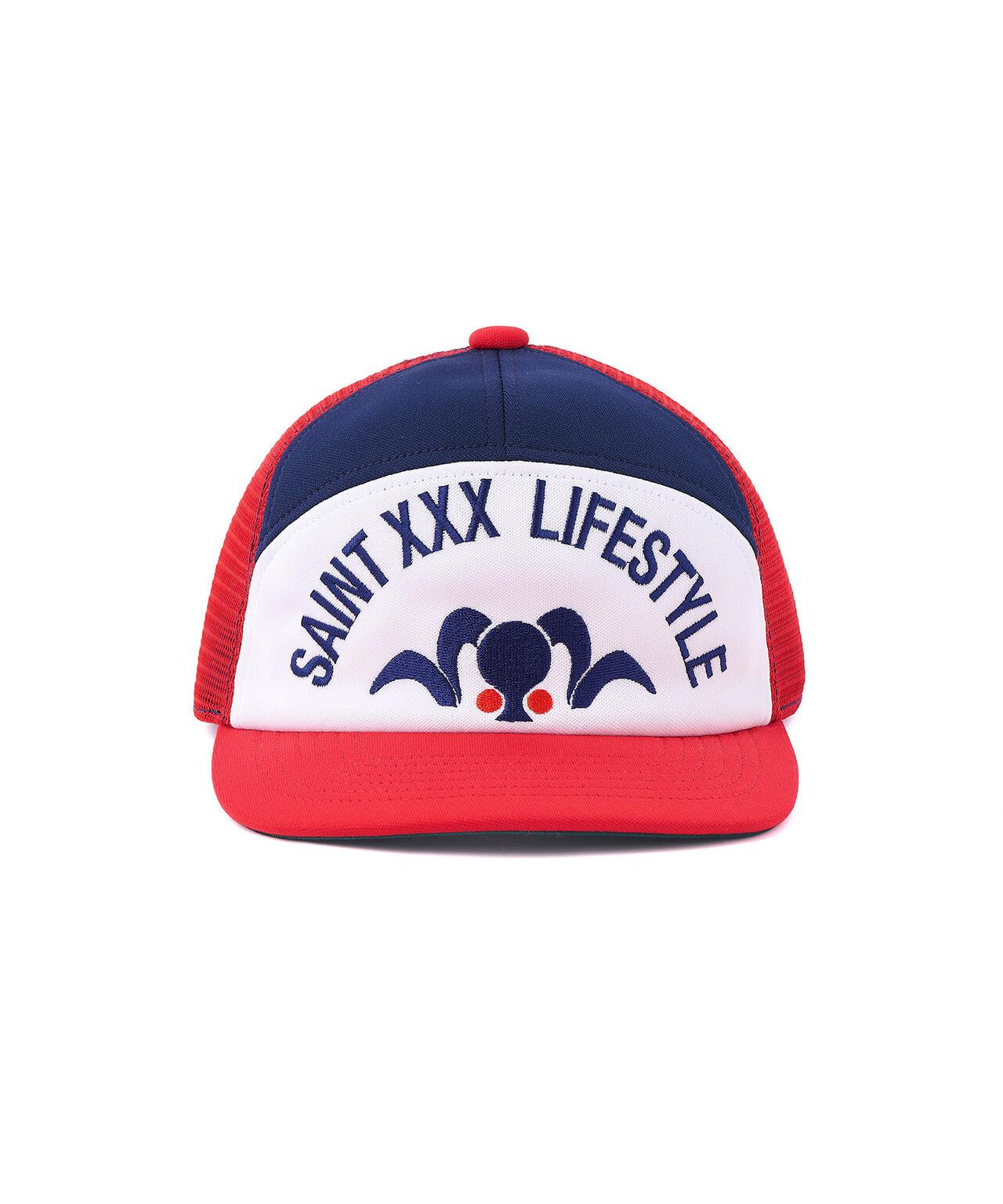 SAINT MICHAEL/セントマイケル MESH CAP LIFE STYLE NAVY+RED 棒球帽