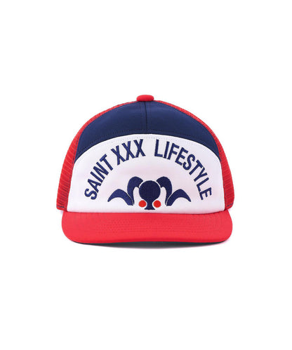 SAINT MICHAEL/セントマイケル MESH CAP LIFE STYLE NAVY+RED 棒球帽
