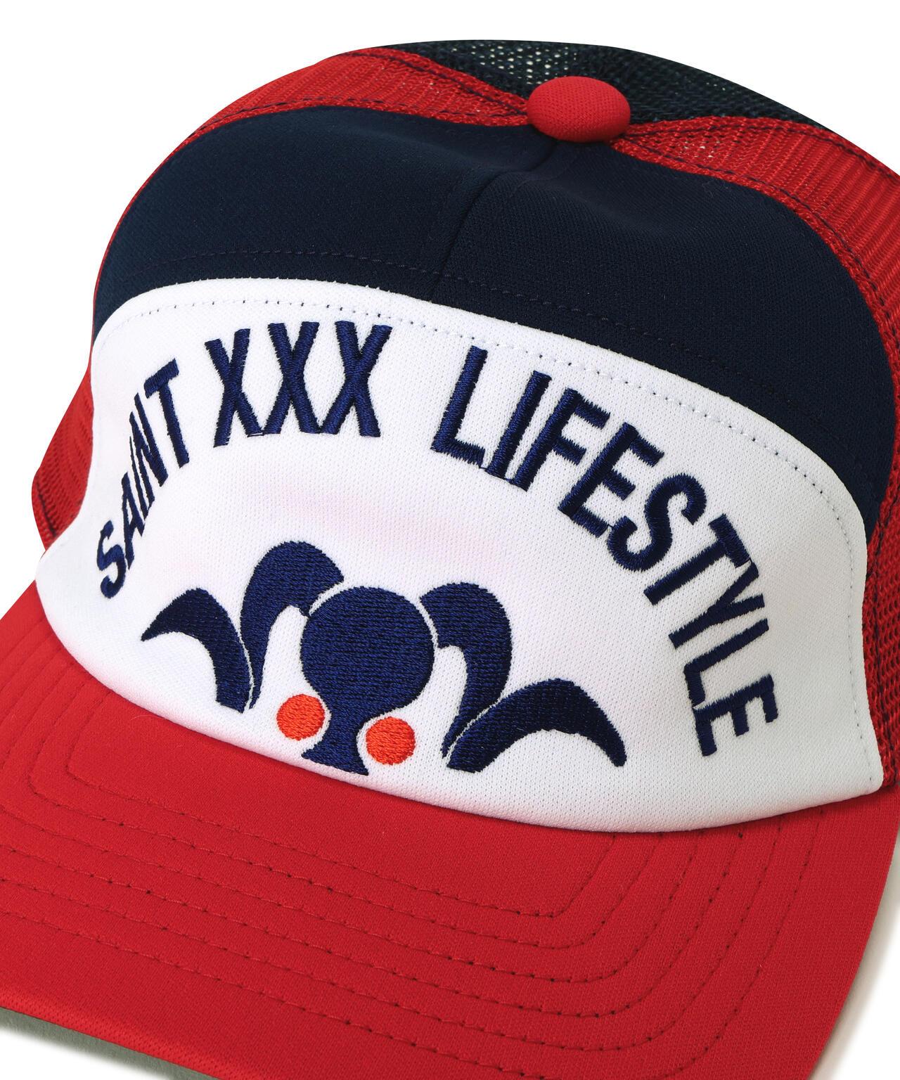 SAINT MICHAEL/セントマイケル MESH CAP LIFE STYLE NAVY+RED 棒球帽