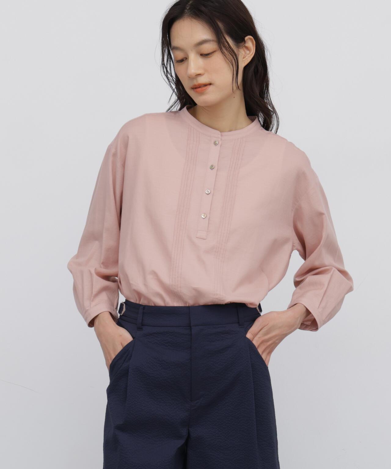 棉真絲府綢褶飾襯衫