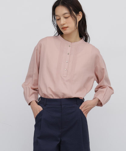 棉真絲府綢褶飾襯衫