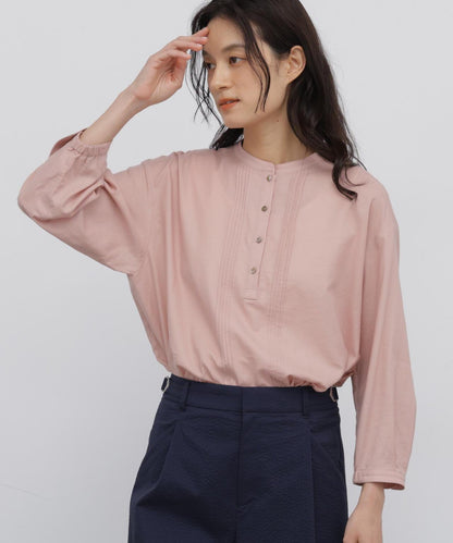 棉真絲府綢褶飾襯衫