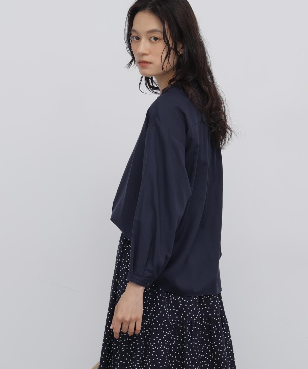 棉真絲府綢褶飾襯衫