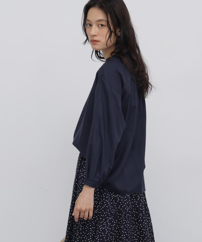 棉真絲府綢褶飾襯衫