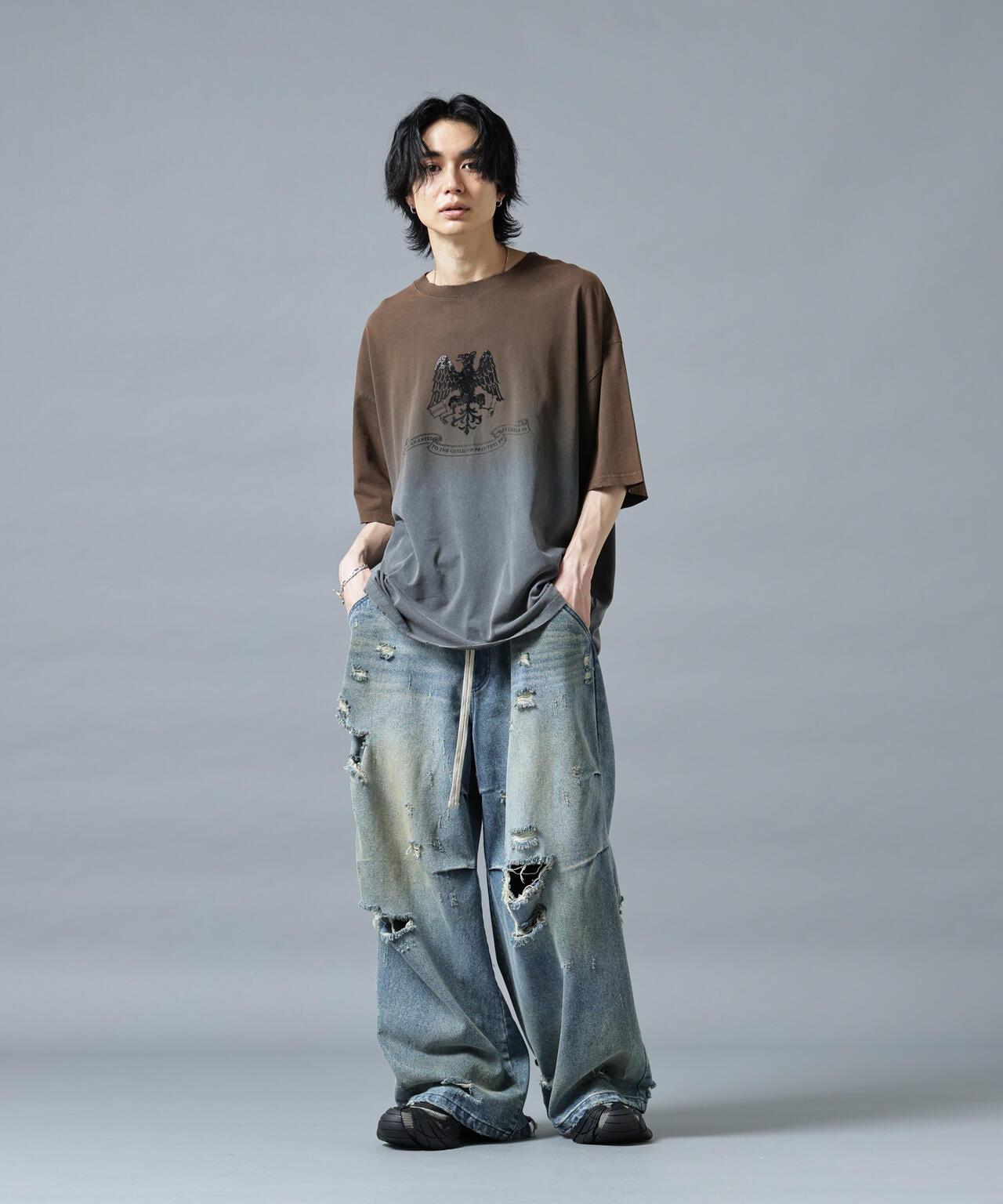 DankeSchon/ダンケシェーン/GRADATION RHINESTONE BIRD TEE