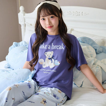 接觸冷感 撞色圖案 家居服套裝