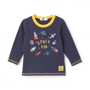 宇宙飛船刺繡 長袖T恤