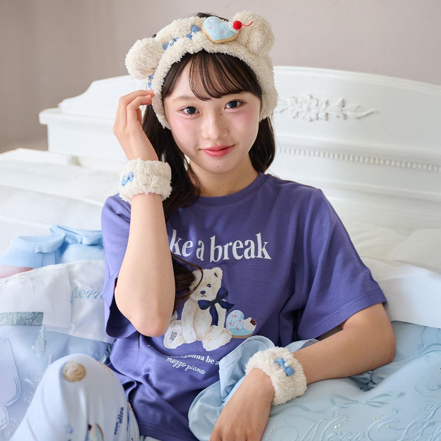 撞色圖案發帶腕帶套裝