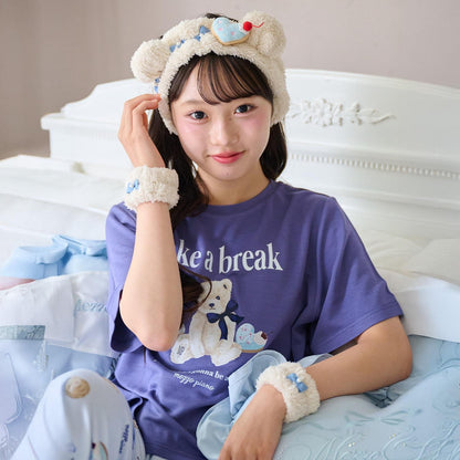 撞色圖案發帶腕帶套裝