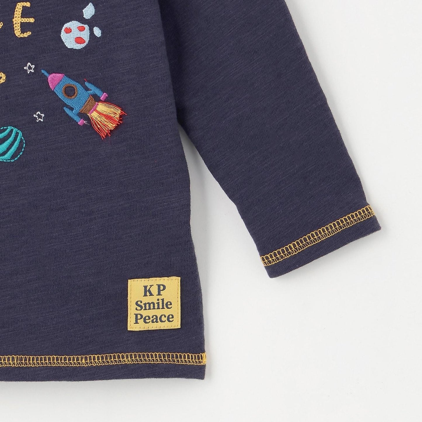 宇宙飛船刺繡 長袖T恤