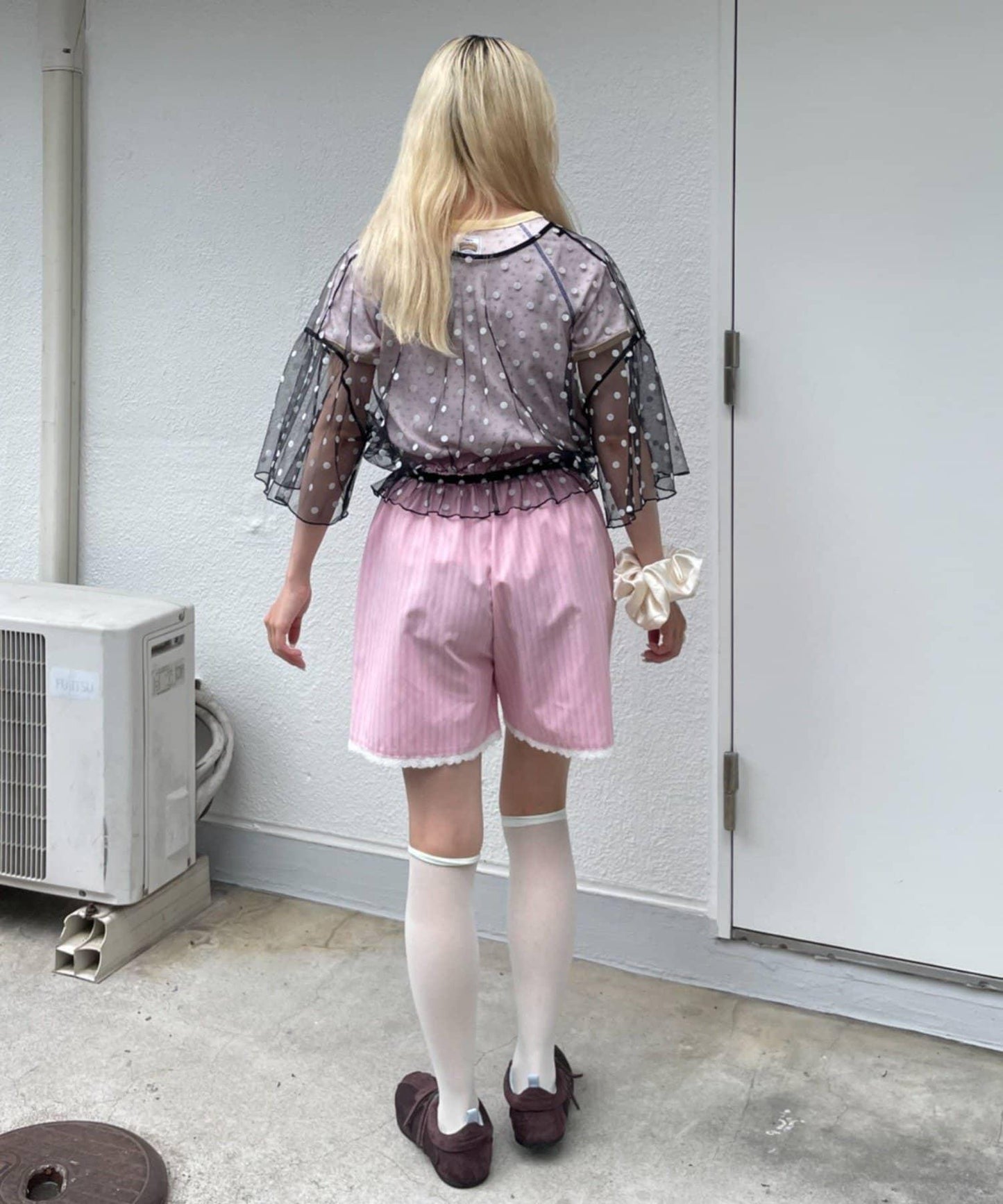 HELLO.SANFRANCISCO 蕾絲條紋短褲