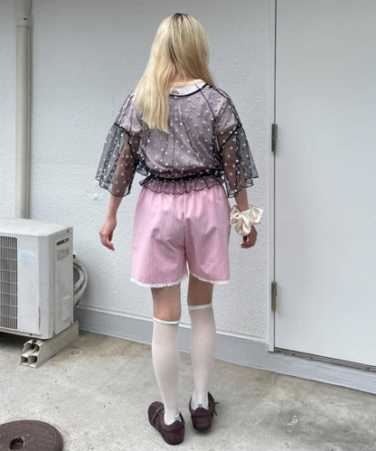 HELLO.SANFRANCISCO 蕾絲條紋短褲