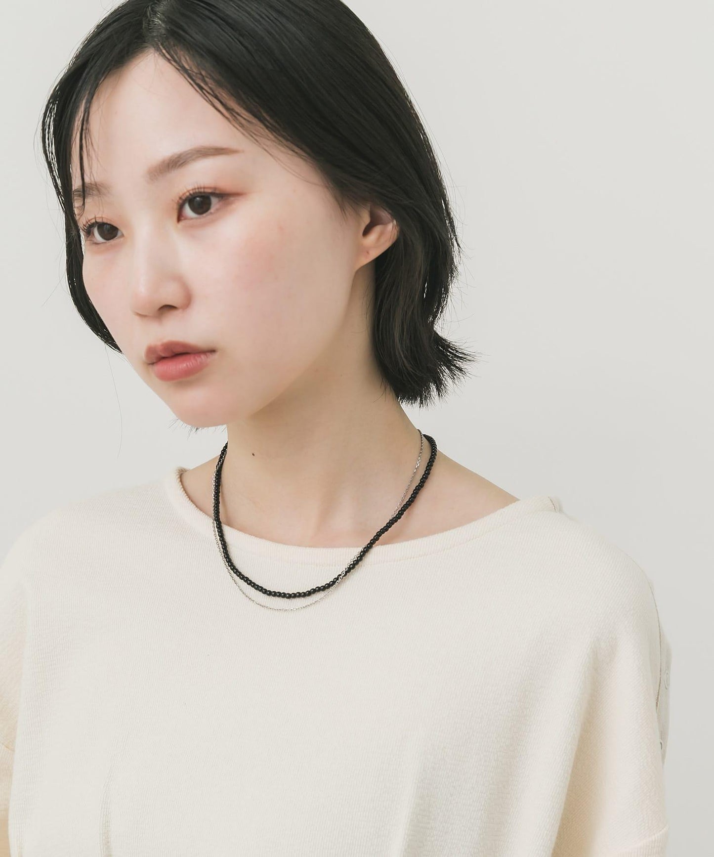 不鏽鋼彩色珠子2件套項鍊